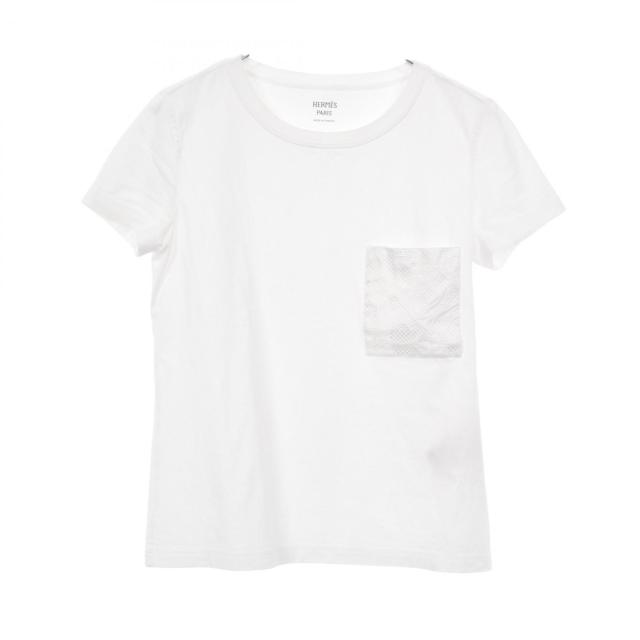 エルメス HERMES 刺繍ポケット カットソー 衣料品 トップス コットン レディース ホワイト系 2E4611DUA 【中古】