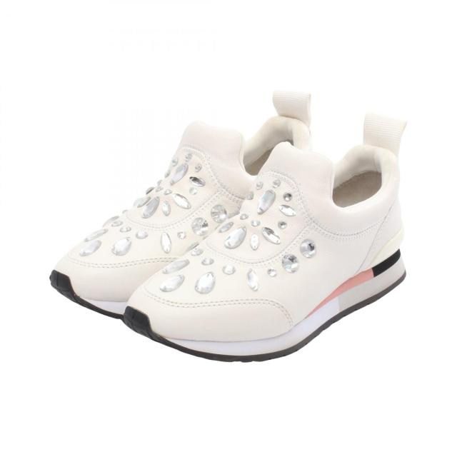 トリーバーチ Tory Burch Laney Embellished Runn スニーカー 靴 レザー レディース ホワイト系 36409-100 【中古】