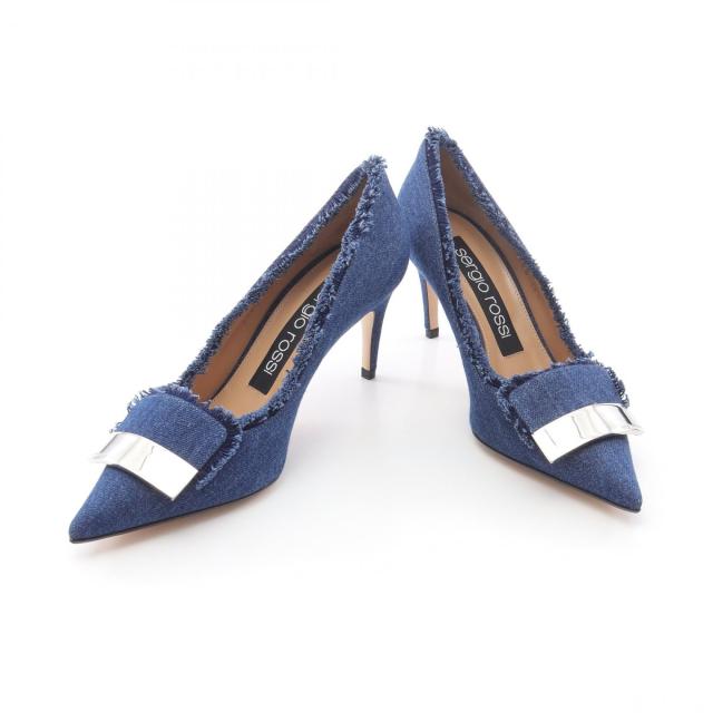 セルジオロッシ Sergio Rossi パンプス 靴 デニム レディース ネイビー