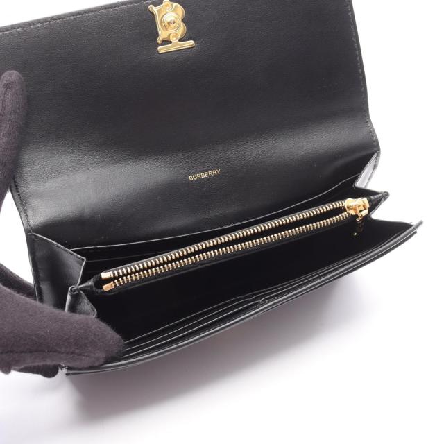 未使用】バーバリー レザー 長財布 TBロゴ 小銭入れ ブラック レディース