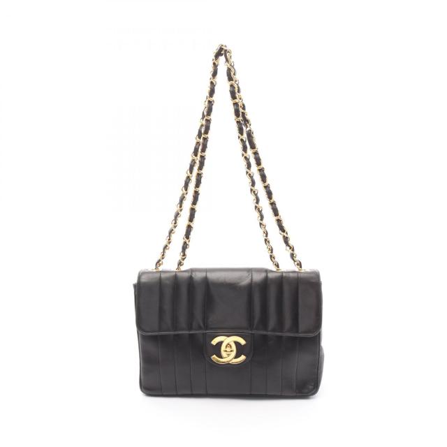 シャネル CHANEL マドモアゼル デカマトラッセ ショルダーバッグ バッグ ラムスキン（羊革） レディース ブラック系 【中古】