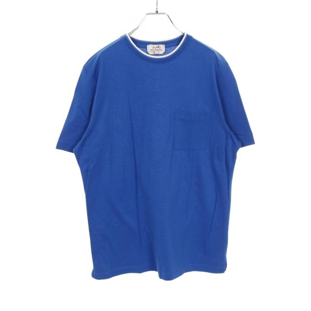 エルメス HERMES H刺繍ポケット付き 鹿の子 カットソー 衣料品 トップス コットン メンズ ブルー系 【中古】