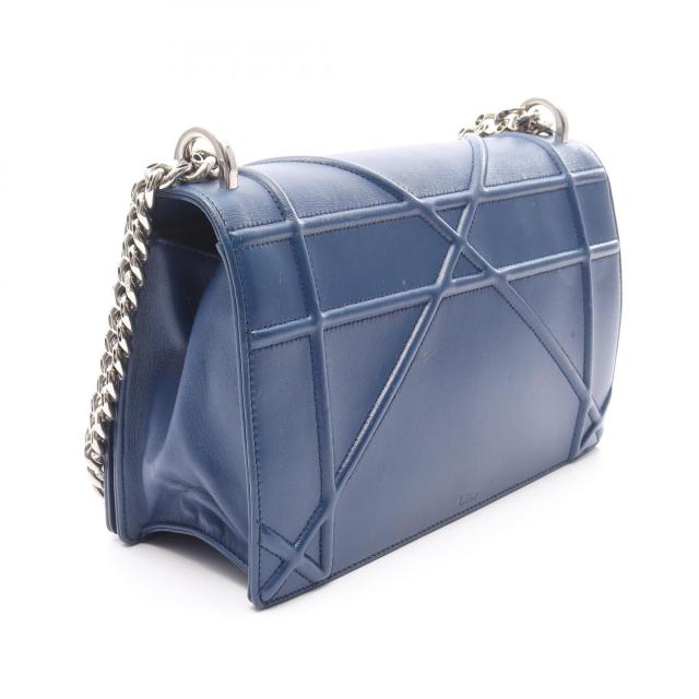 【美品】クリスチャンディオール ディオラマ ショルダーバッグ メタリックブルー メタリックブルーが新鮮！ディオールのチェーンバッグ「ディオラマ