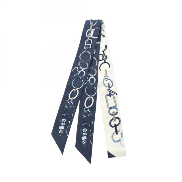 エルメス HERMES ツイリー Do Re Boucles スカーフ 衣料品 シルク シルク レディース ネイビー系 / ホワイト系 / マルチカラー 【中古】