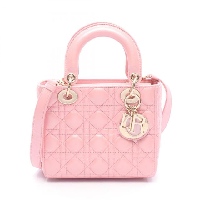ディオール Dior レディディオール スモール カナージュ ハンドバッグ バッグ レザー レディース ピンク系 【中古】