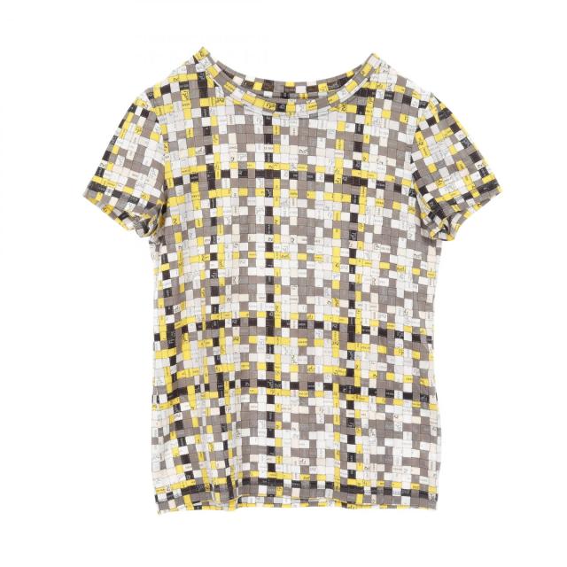 エルメス HERMES ポルデュックチェック カットソー 衣料品 トップス コットン レディース グレー系 / イエロー系 / マルチカラー 【中古】