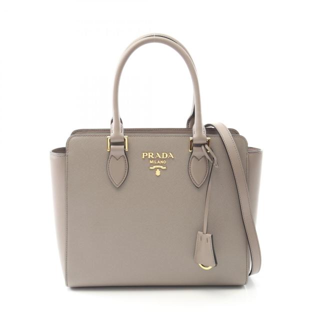 プラダ PRADA SAFFIANO + SOFT C ハンドバッグ バッグ レザー レディース ベージュ系 1BA164 【中古】