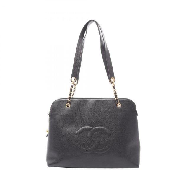 シャネル CHANEL デカココマーク トートバッグ バッグ カーフ（牛革） レディース ブラック系 【中古】