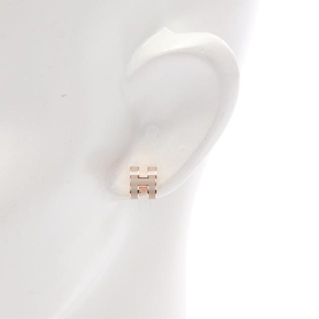 HERMES ミニ・ポップH ピアス マロングラッセ×ピンクゴールド 新品・未