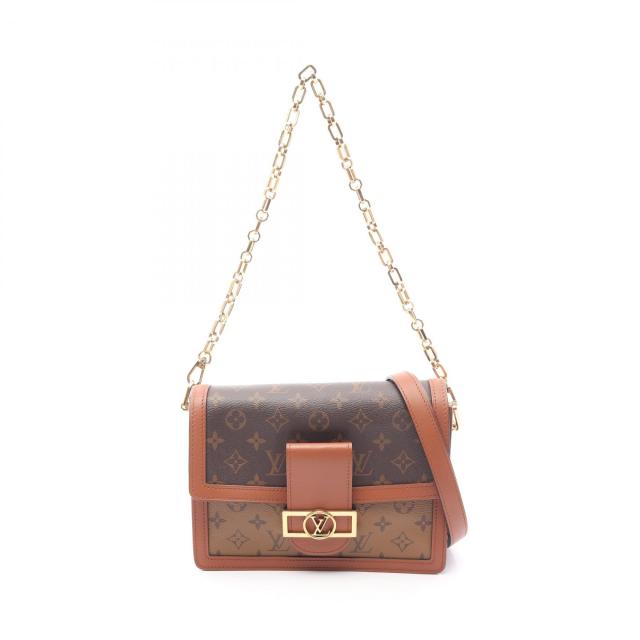 ルイ・ヴィトン LOUIS VUITTON ドーフィーヌMM ショルダーバッグ バッグ PVCコーティングキャンバス レザー モノグラム・リバース レディース ブラウン系 / ベージュ系 M45958 【中古】