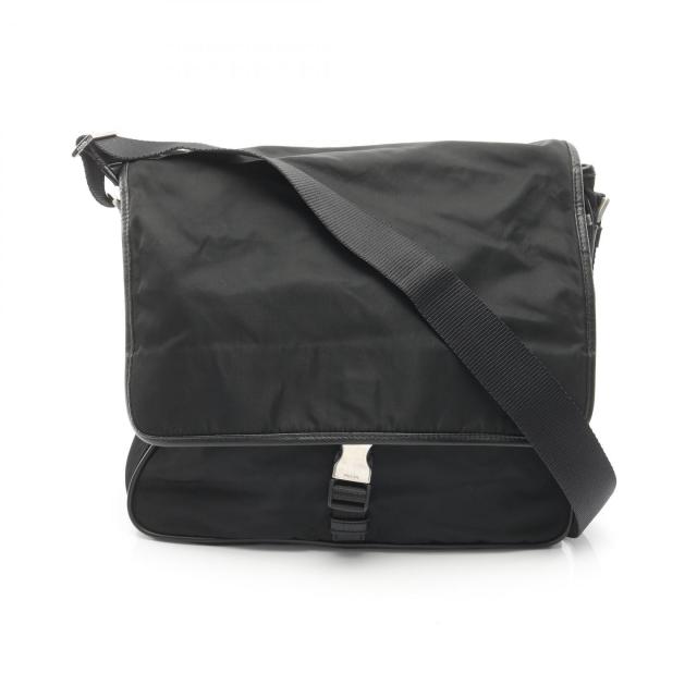 プラダ PRADA VIAGGIO ショルダーバッグ バッグ ナイロン サフィアーノレザー メンズ レディース ブラック系 V166 【中古】