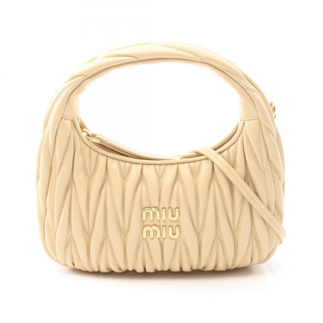 ミュウ ミュウ Miu Miu ワンダー マテラッセ ホーボーバッグ ハンドバッグ バッグ レザー レディース ベージュ系 5BC125AN88F0K57 【新品】