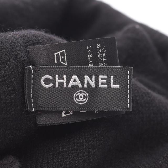 シャネル CHANEL キャップ ココマーク カメリア コットン ブラック/グレージュ シャネル CHANEL ココマーク カメリア ニットキャップ 帽子 カシミヤ