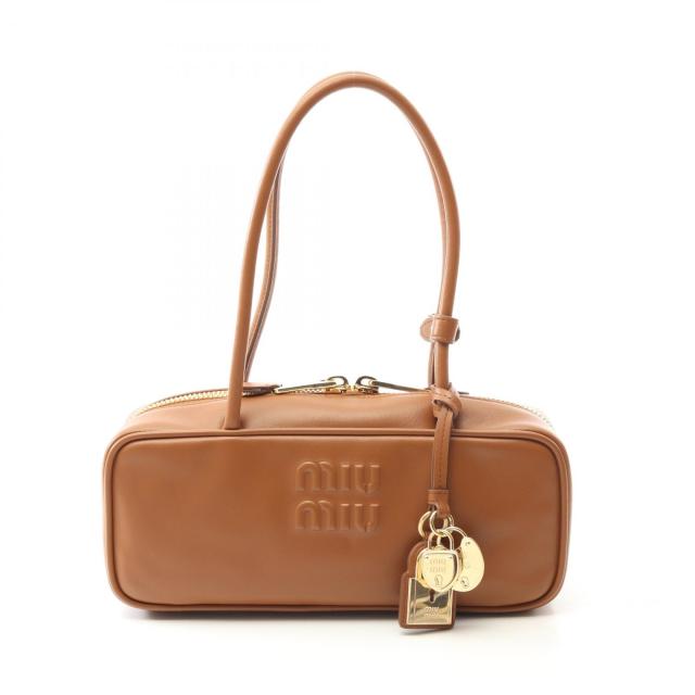 ミュウ ミュウ Miu Miu ボー スモール ハンドバッグ バッグ レザー レディース ブラウン系 5BB173 【新品】