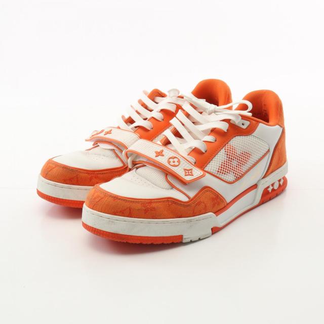 ルイ・ヴィトン LOUIS VUITTON LVトレイナーライン スニーカー 靴 ファブリック メンズ ホワイト系 / オレンジ系 G0022 【中古】