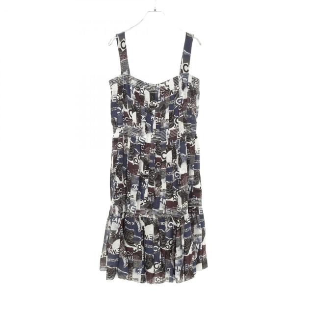 シャネル CHANEL ココマーク カメリア ワンピース 衣料品 トップス シルク レディース ネイビー系 / マルチカラー P63200V48706 【中古】