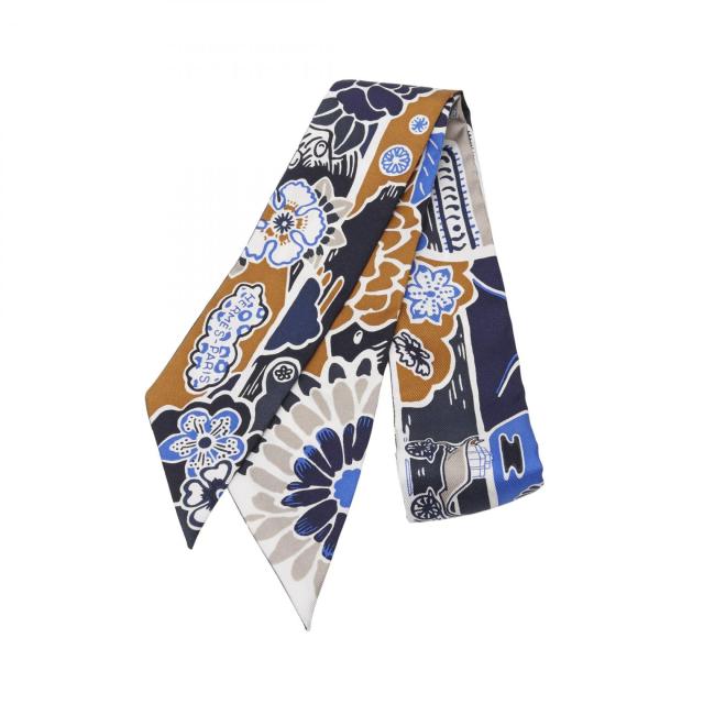 【HERMES】エルメス 馬着　ツイリー　ブルー系 HERMESエルメス ツイリー ブルー系 エルメス ツイリー 馬着 ブルー系