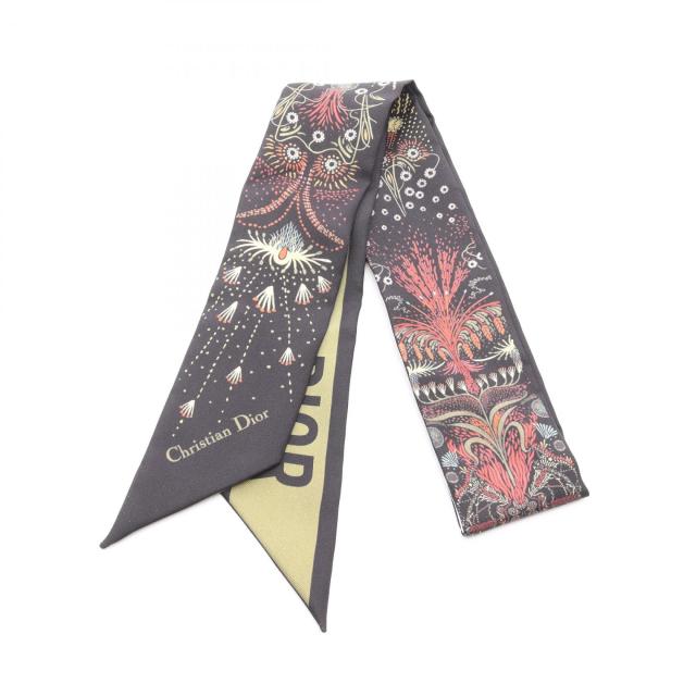 美品 クリスチャンディオール ミッツァ シルクスカーフ レディース ブラック系 ディオール Dior ミッツァ スカーフ 衣料品 シルク レディース