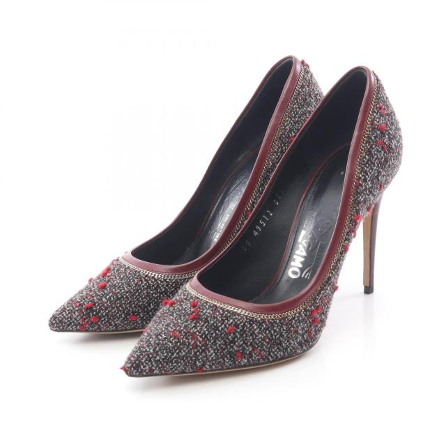 サルヴァトーレフェラガモ Salvatore Ferragamo パンプス 靴 ファブリック レディース ブラック系 / ボルドー系 【中古】