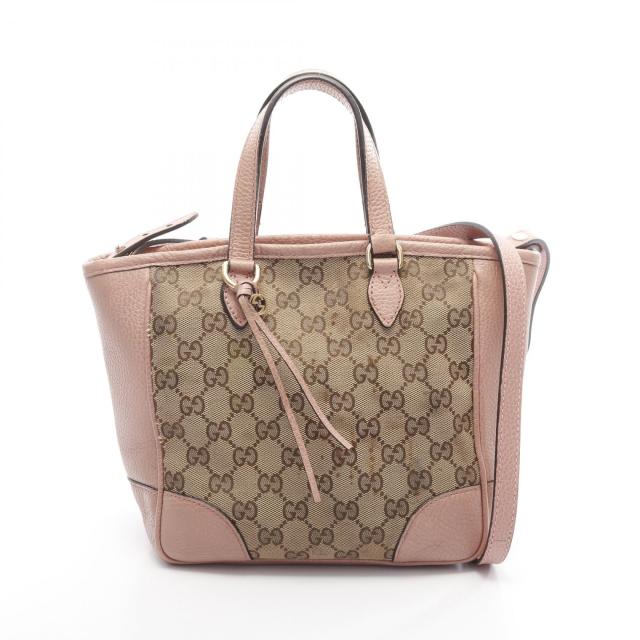 グッチ GUCCI ブリー GGキャンバス トートバッグ バッグ キャンバス レザー レディース ベージュ系 / ピンク系 449241 【中古】