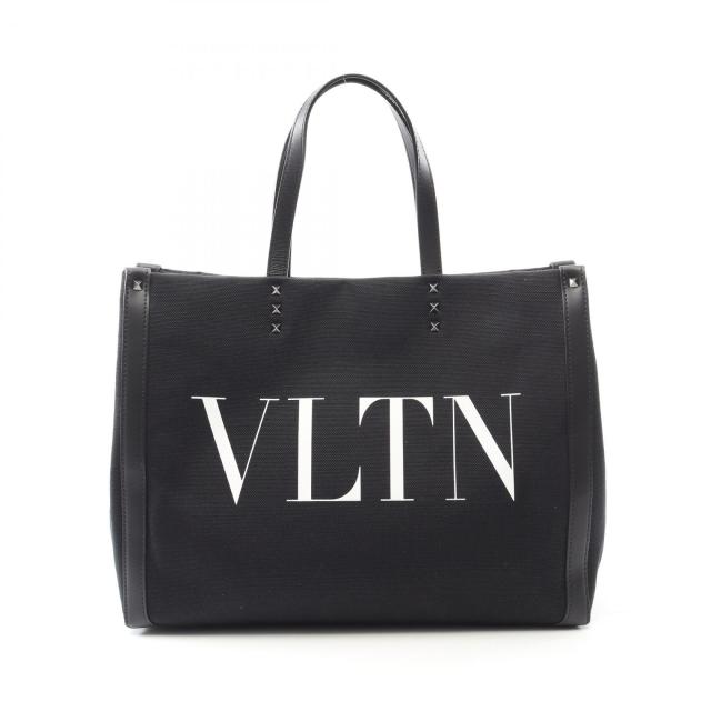 ヴァレンチノ Valentino VLTN ロックスタッズ トートバッグ バッグ キャンバス レザー メンズ ブラック系 【中古】 ヴァレンチノ Valentino VLTN ロックスタッズ トートバッグ バッグ