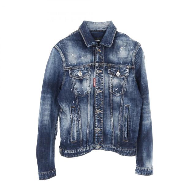 ディースクエアード DSQUARED2 Icon Splatter Dan Jacket デニムジャケット 衣料品 アウター コットン メンズ ネイビー系 【中古】
