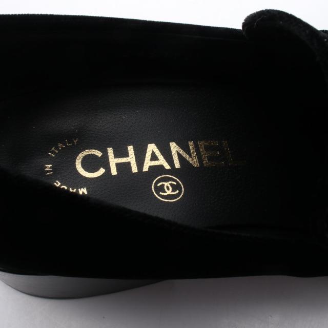 シャネル CHANEL ローファー 靴 ファブリック レディース ブラック系  