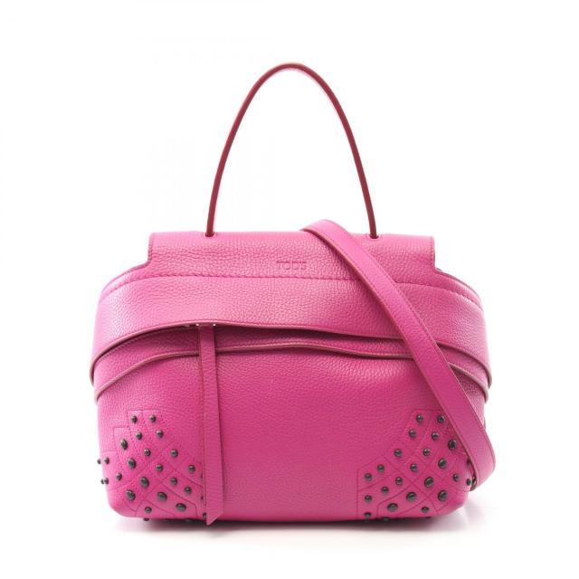 トッズ TOD？S WAVE BAG ウェーブバッグ ハンドバッグ バッグ レザー レディース ピンク系 【中古】