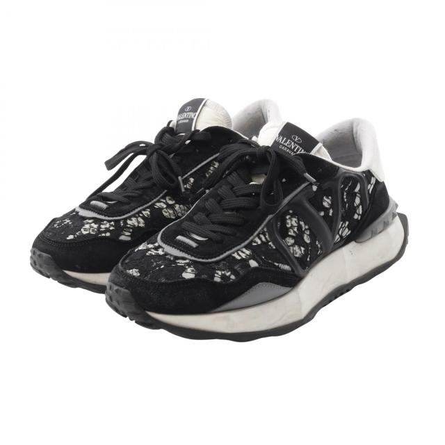 ヴァレンチノ Valentino LACERUNNER レースランナー スニーカー 靴 ファブリック レディース ブラック系 【中古】