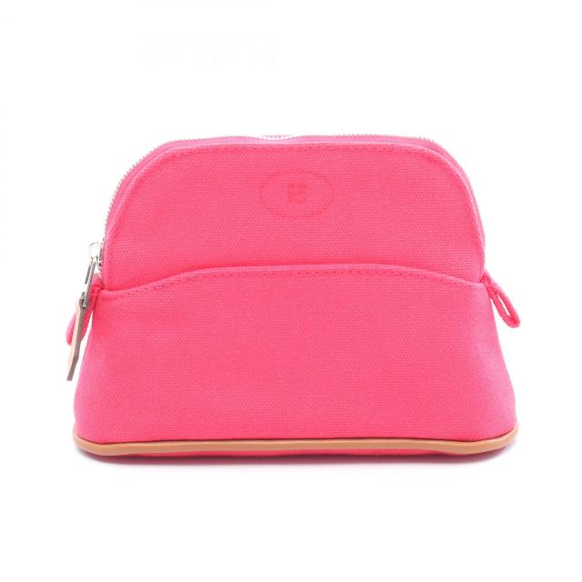 エルメス HERMES ボリードポーチ15 ミニミニ ハイビスカス ポーチ バッグ キャンバス レザー レディース ピンク系 / ブラウン系 【中古】