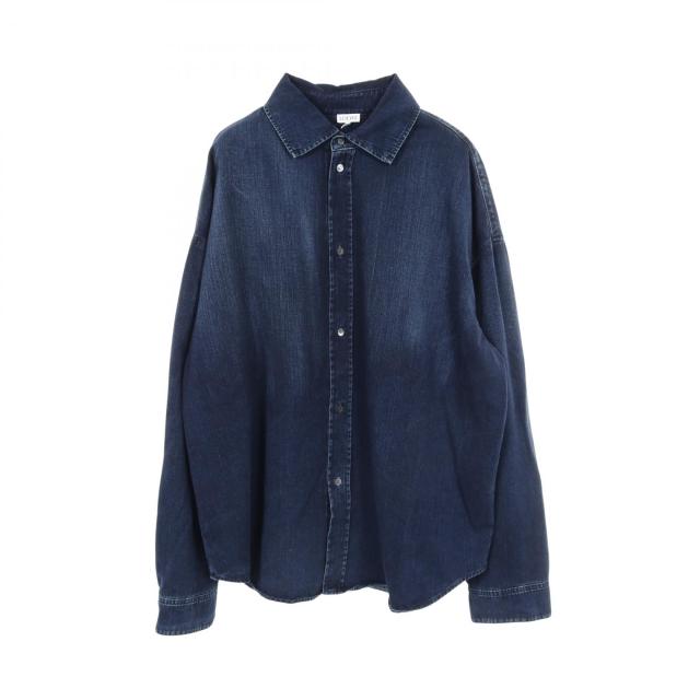 ロエベ LOEWE アナグラム オーバーシャツ 衣料品 トップス コットン メンズ ネイビー系 【中古】