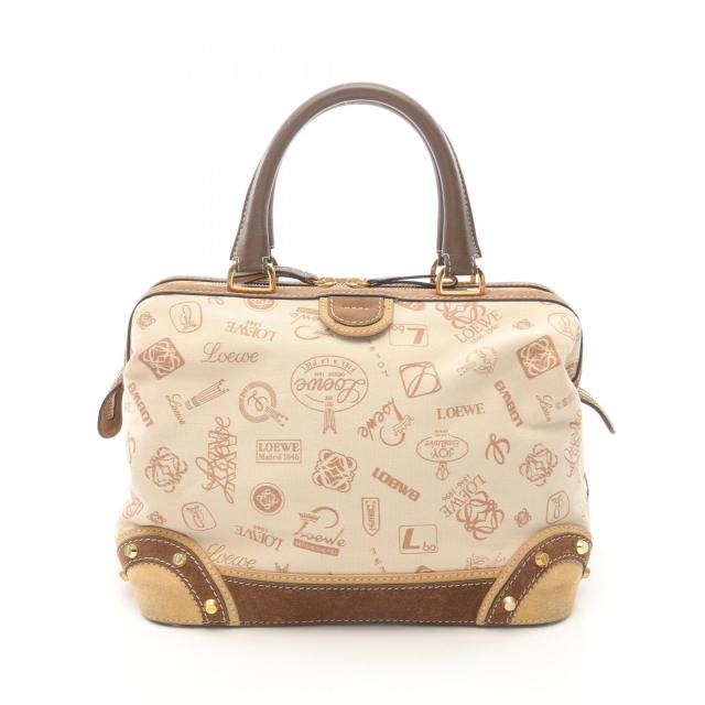 ロエベ LOEWE 160 ANIVERSARIO ハンドバッグ バッグ キャンバス スウェード レザー レディース アイボリー系 / ブラウン系 【中古】