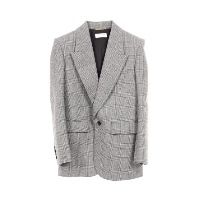 サンローランパリ SAINT LAURENT PARIS テーラードジャケット 衣料品 アウター ウール メンズ グレー系 / ブラック系 【中古】