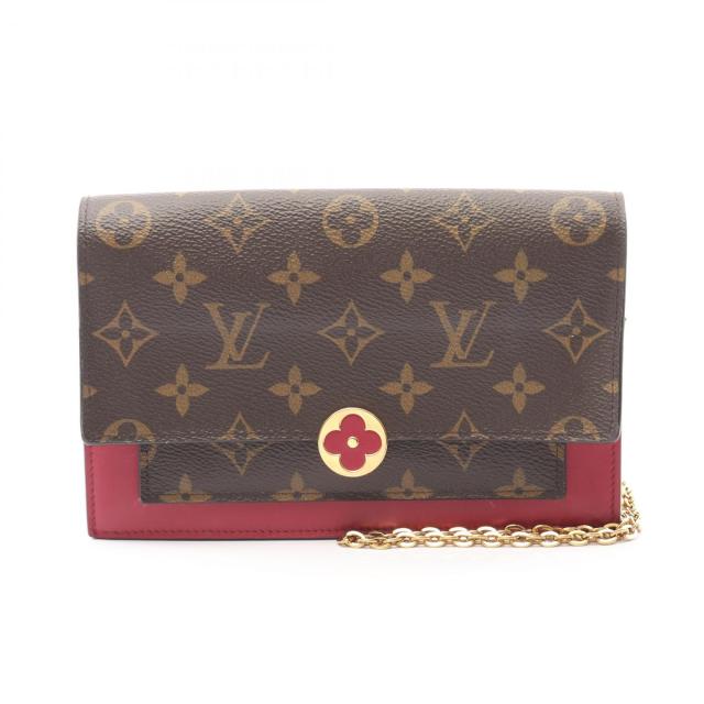 ルイ・ヴィトン LOUIS VUITTON ポルトフォイユ フロール チェーン ショルダーバッグ バッグ PVCコーティングキャンバス レザー モノグラム レディース ブラウン系 / ピンク系 M69578 【中古】