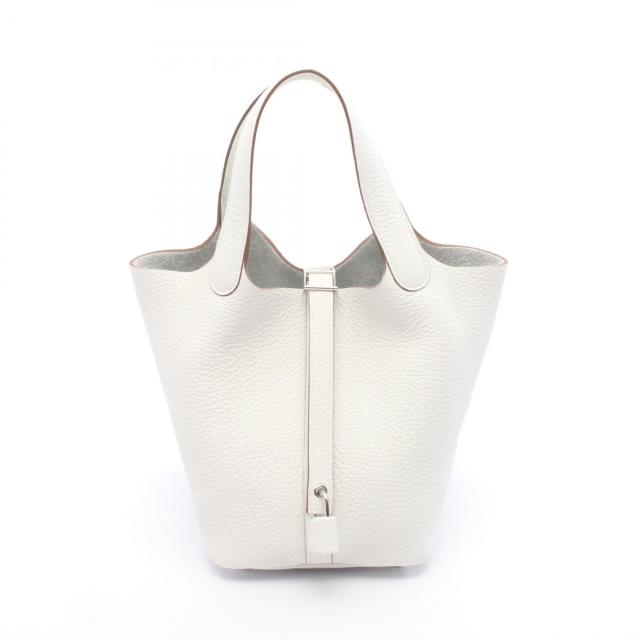 エルメス HERMES ピコタンロック エクラPM ニューホワイト ヴェールフィズ ハンドバッグ バッグ レザー トリヨンクレマンス トリヨンクレマンス レディース ホワイト系 / グリーン系 / ヴェールフィズ 【中古】