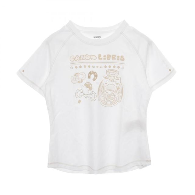 エルメス HERMES Candy Libris カットソー 衣料品 トップス コットン レディース ホワイト系 / ベージュ系 【中古】