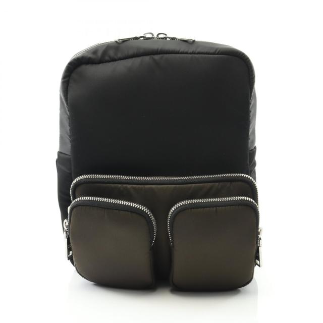 プラダ PRADA TESSUTO POCKET リュックサック バックパック バッグ ナイロン レディース ブラック系 / カーキ系 2VZ043 【中古】