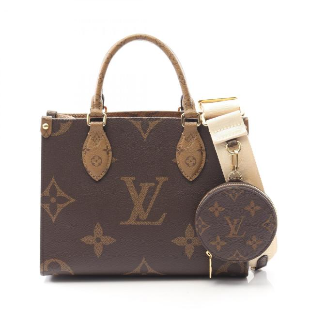 ルイ・ヴィトン LOUIS VUITTON オンザゴーPM ハンドバッグ バッグ PVCコーティングキャンバス モノグラム・ジャイアントリバース レディース ブラウン系 / ベージュ系 M46373 【中古】