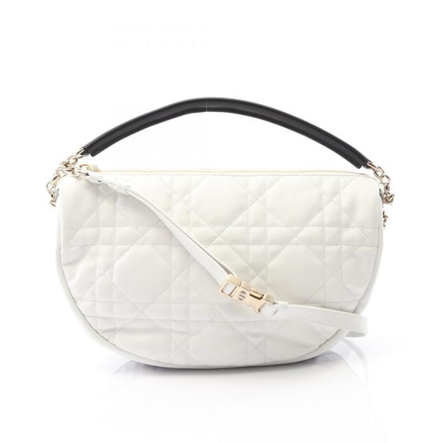 ディオール Dior VIBE ヴァイブ ミディアム ホーボー カナージュ ハンドバッグ バッグ レザー レディース ホワイト系 / ブラック系 【中古】