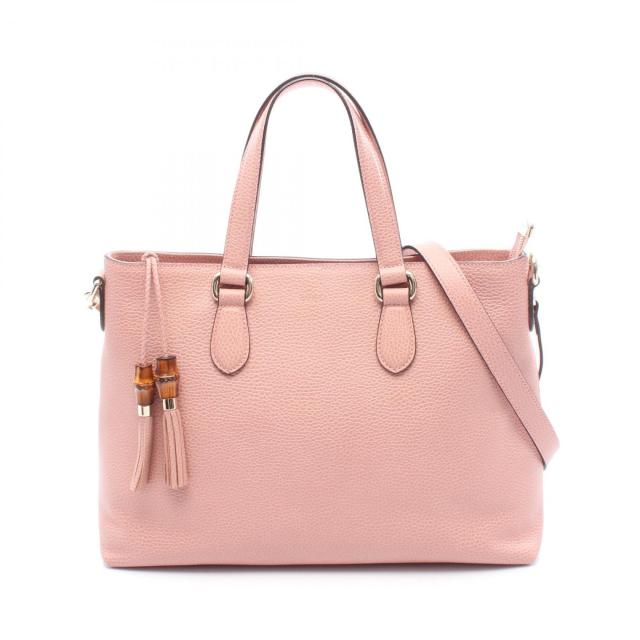 美品GUCCI (グッチ)のピンク 牛革バッグ バンブーハンドル グッチ ミニトップハンドルバッグ バンブー ショルダーバッグ グッチ