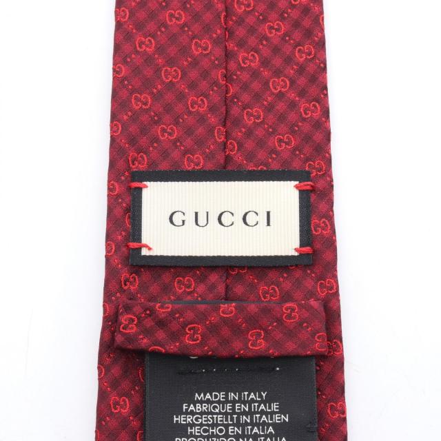 グッチ GUCCI GG柄 ネクタイ 衣料品 シルク メンズ ボルドー系 【中古】
