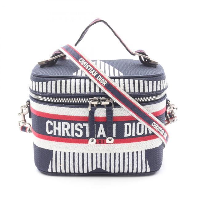 ディオール Dior TRAVEL スモール ヴァニティ ハンドバッグ バッグ キャンバス レディース ネイビー系 / ホワイト系 / レッド系 【中古】