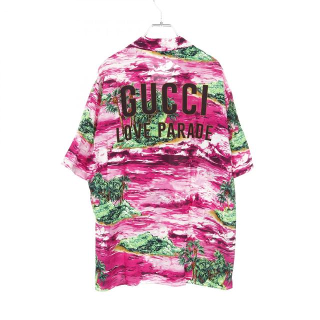 グッチ GUCCI Love Parade アロハ 衣料品 トップス レーヨン メンズ ピンク系 / マルチカラー 694124 【中古】 グッチ GUCCI Love Parade アロハ 衣料品 トップス レーヨン メンズ