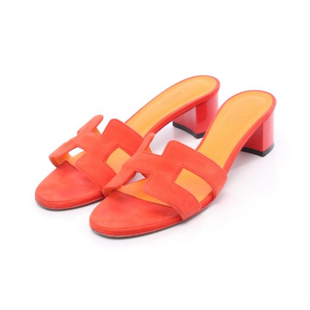 エルメス HERMES オアジス ミュール 靴 レザー レディース オレンジ系 【中古】