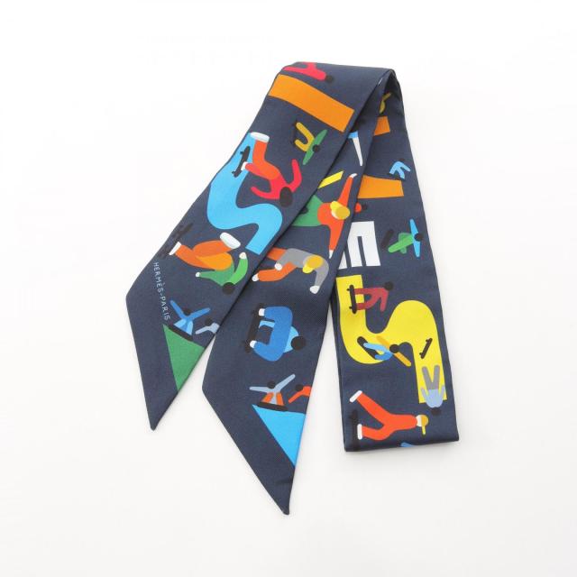 エルメス HERMES ツイリー Figures Libres スカーフ 衣料品 シルク シルク レディース ネイビー系 / マルチカラー 【中古】