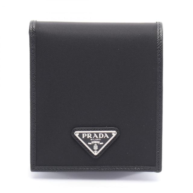 プラダ PRADA 札入れ 財布 ナイロン レザー メンズ ブラック系
