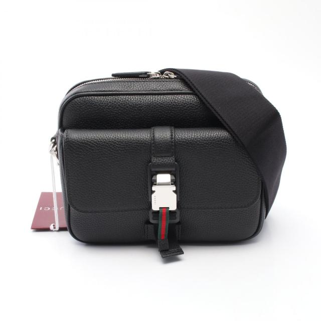 グッチ GUCCI ウェブ ストライプ ショルダーバッグ バッグ レザー メンズ ブラック系 816751AAEF61042 【新品】