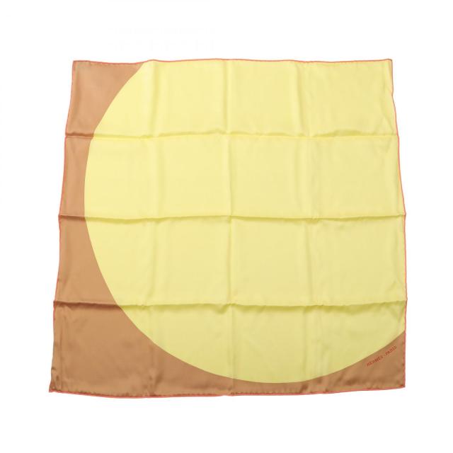 エルメス HERMES カレ70 MEGA POIS スカーフ 衣料品 シルク シルク レディース イエロー系 / ブラウン系 【中古】