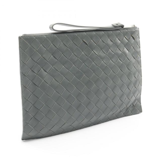 ボッテガヴェネタ BOTTEGA VENETA イントレチャート セカンドバッグ クラッチバッグ バッグ レザー メンズ レディース グリーン系 【中古】
