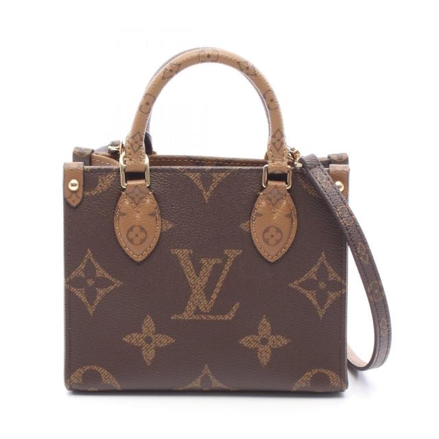 ルイ・ヴィトン LOUIS VUITTON オンザゴーBB ハンドバッグ バッグ PVCコーティングキャンバス レザー モノグラム・リバース レディース ブラウン系 M46839 【中古】